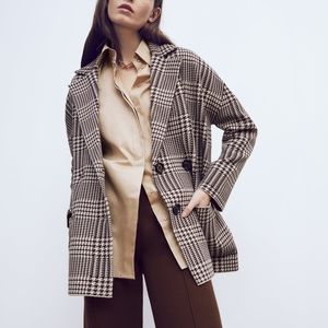 Zara Houndstooth Knit Blazer